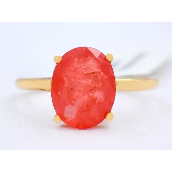 Genuine 3.28 Cts Padparadscha Sapphire Ring 10k Solid Gold